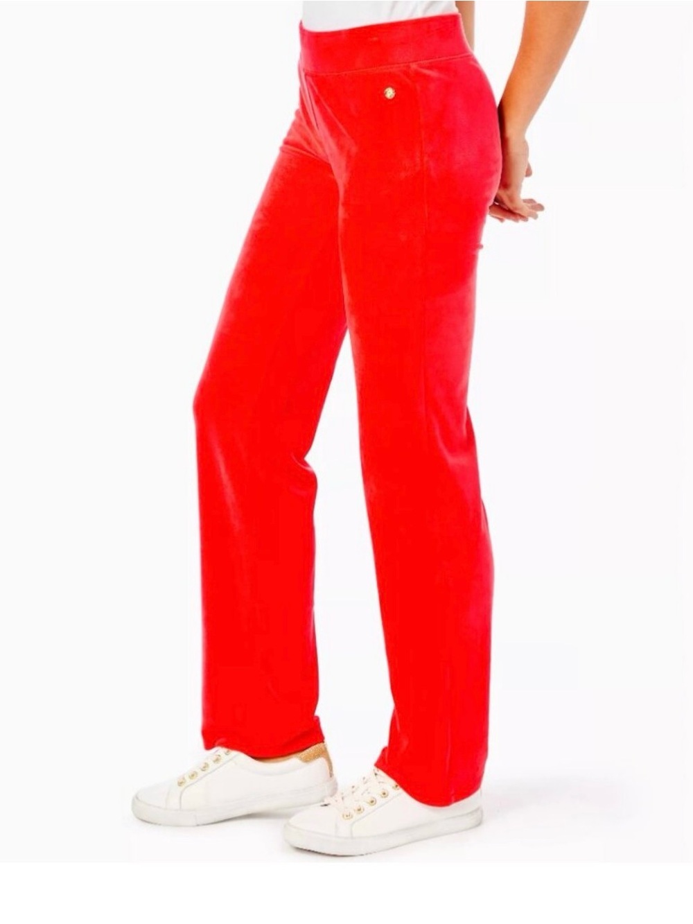 NWT Lilly Pulitzer Dorsey Velour Pants Ruby Red Size XL